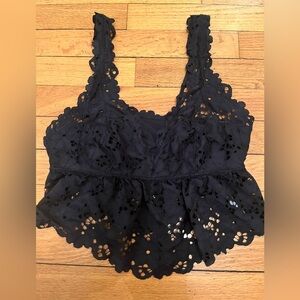 Aerie Black Eyelet Lace Crop Top/Bralette
